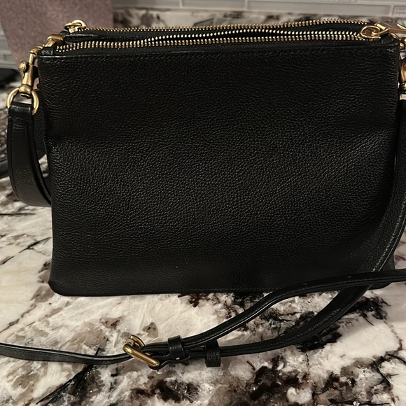 Coach Polished Pebble Leather Crossbody Bag – Black with Gold Hardware - Picture 5 of 6